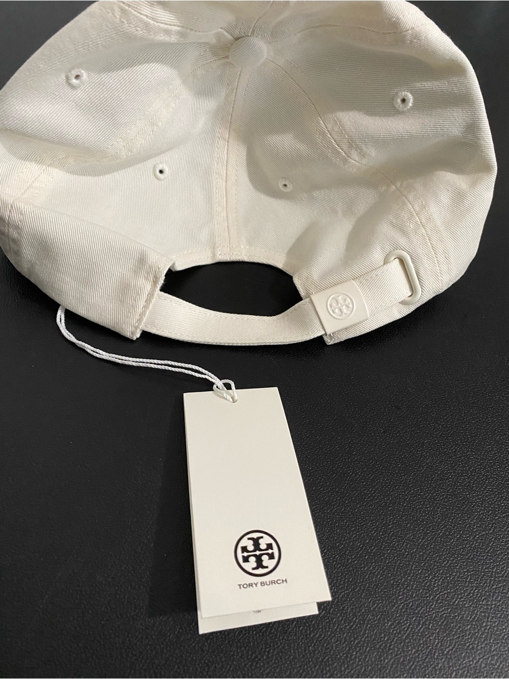 Tory Burch Cream Baseball Cap with Navy Logo - Picture 5 of 8
